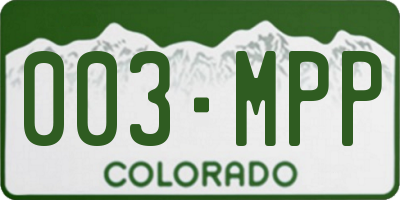 CO license plate 003MPP