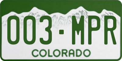 CO license plate 003MPR