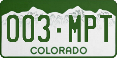 CO license plate 003MPT