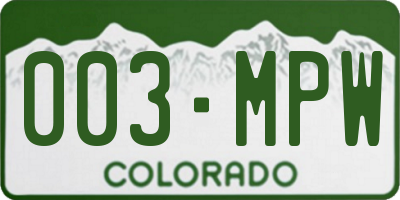 CO license plate 003MPW