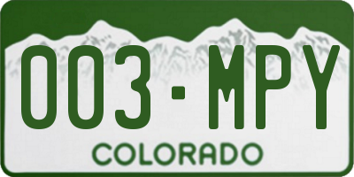 CO license plate 003MPY