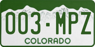 CO license plate 003MPZ