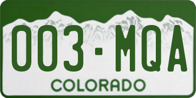 CO license plate 003MQA