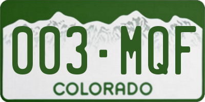 CO license plate 003MQF