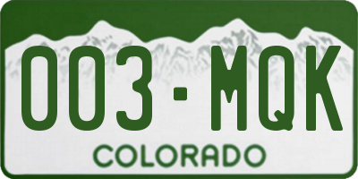 CO license plate 003MQK