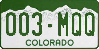 CO license plate 003MQQ