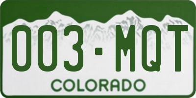 CO license plate 003MQT