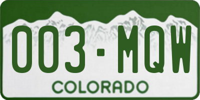 CO license plate 003MQW