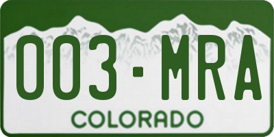 CO license plate 003MRA