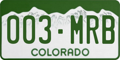 CO license plate 003MRB