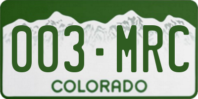 CO license plate 003MRC