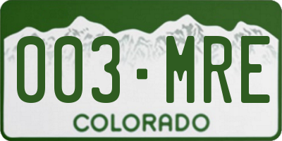 CO license plate 003MRE