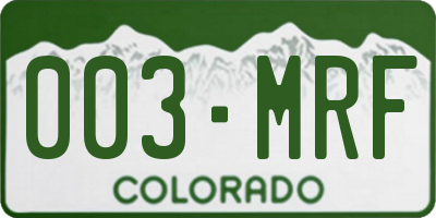 CO license plate 003MRF