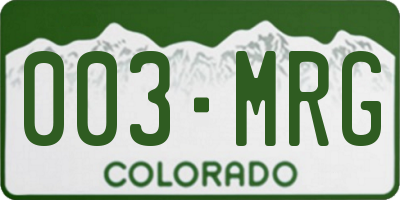 CO license plate 003MRG
