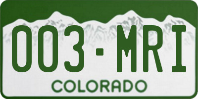 CO license plate 003MRI