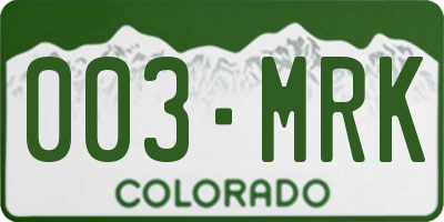 CO license plate 003MRK