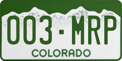 CO license plate 003MRP