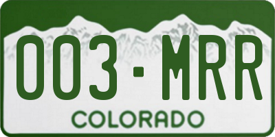 CO license plate 003MRR