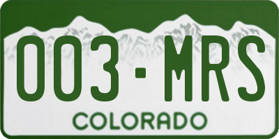 CO license plate 003MRS