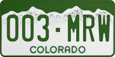 CO license plate 003MRW