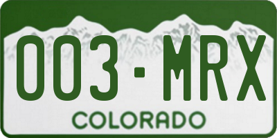 CO license plate 003MRX