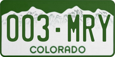 CO license plate 003MRY