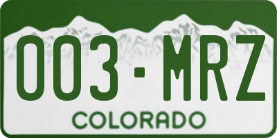 CO license plate 003MRZ