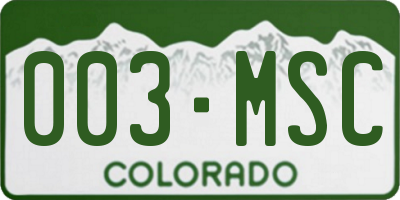 CO license plate 003MSC