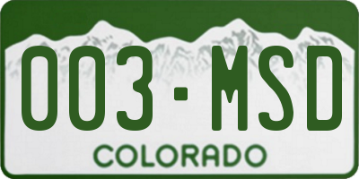 CO license plate 003MSD