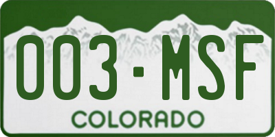 CO license plate 003MSF