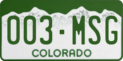 CO license plate 003MSG