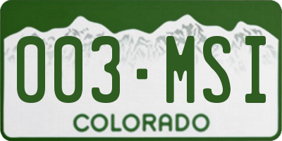 CO license plate 003MSI