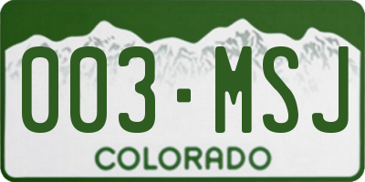 CO license plate 003MSJ