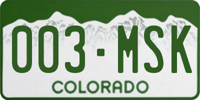 CO license plate 003MSK