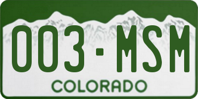 CO license plate 003MSM