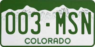 CO license plate 003MSN