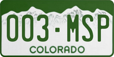 CO license plate 003MSP