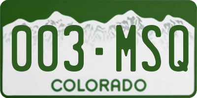 CO license plate 003MSQ