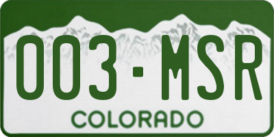 CO license plate 003MSR