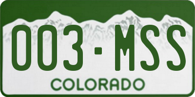 CO license plate 003MSS