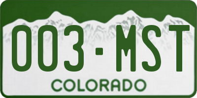 CO license plate 003MST