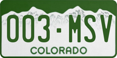 CO license plate 003MSV