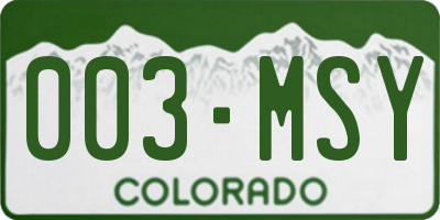 CO license plate 003MSY