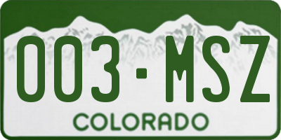 CO license plate 003MSZ