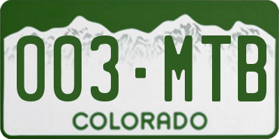 CO license plate 003MTB