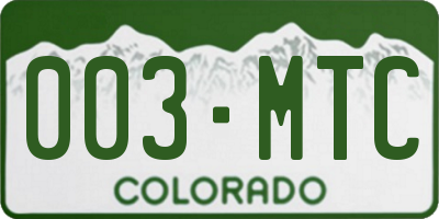 CO license plate 003MTC