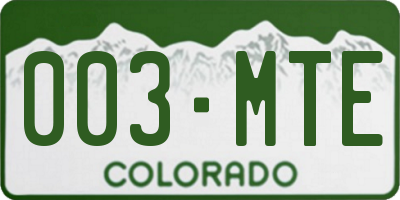 CO license plate 003MTE