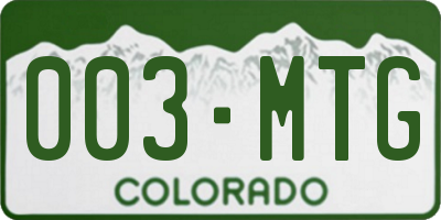 CO license plate 003MTG