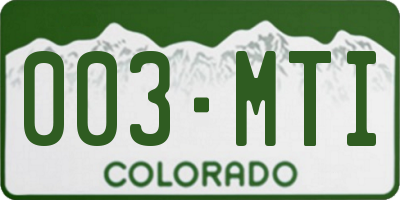 CO license plate 003MTI