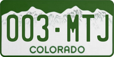 CO license plate 003MTJ